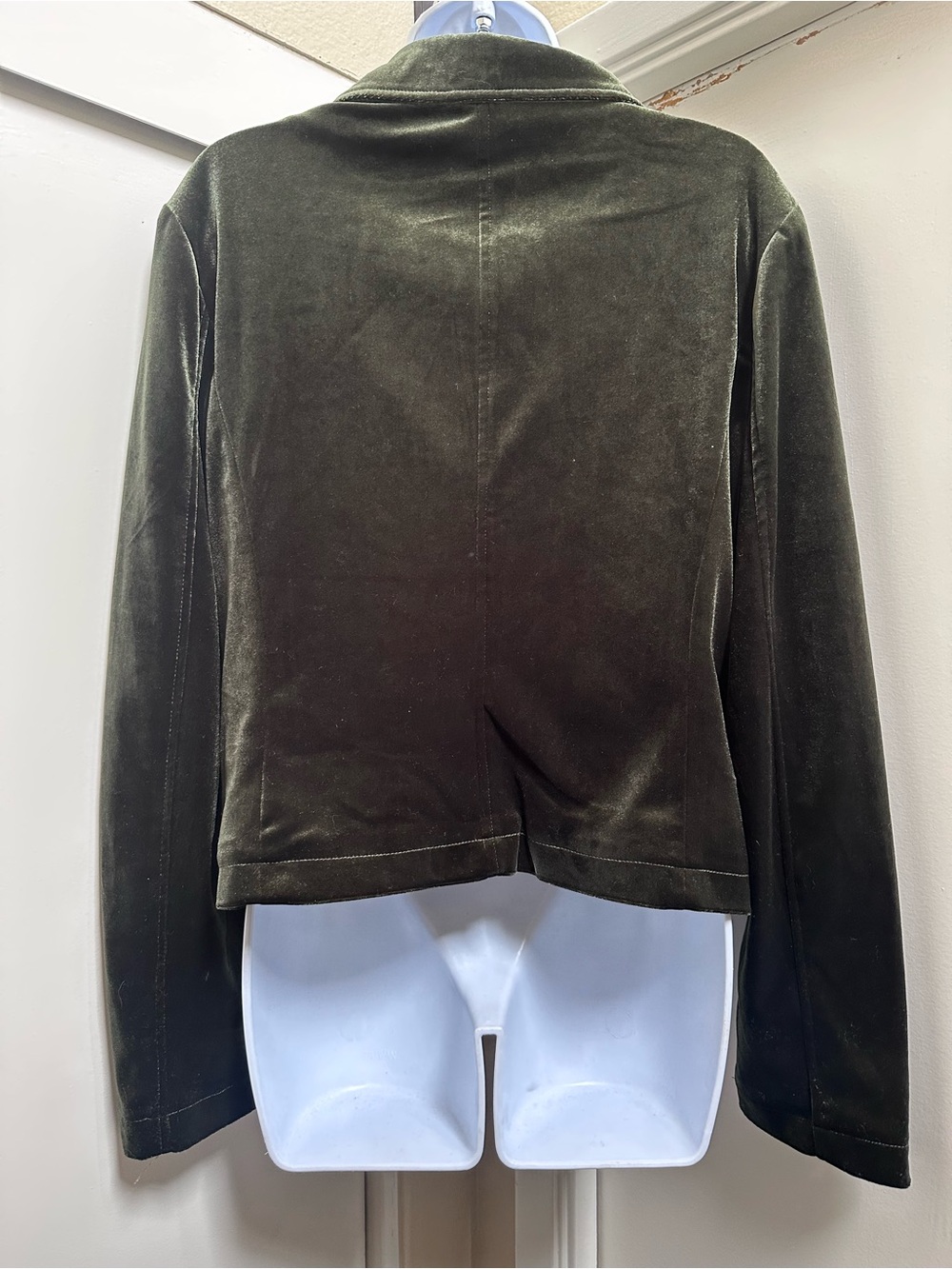 Badgley Mischka Dark Olive Green Velvet Moto Jacket - Picture 5 of 7